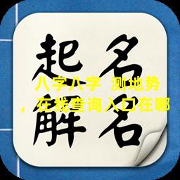 八字八字  测地势，在线查询入口在哪 